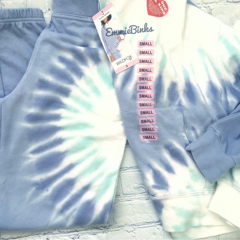 NWT Wildfox Shibori Tie Dye Lavender & Teal Sweatpants / French Terry Joggers - Picture 8 of 12